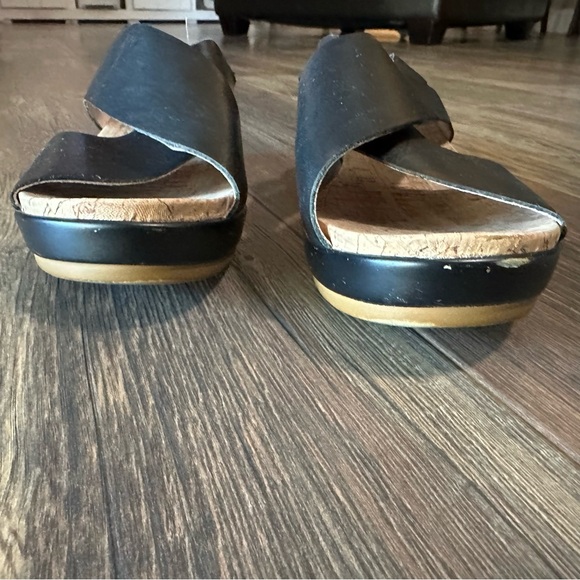 Pikolinos black leather cross over women's sandals 39 cork wedge shoe - Picture 3 of 14